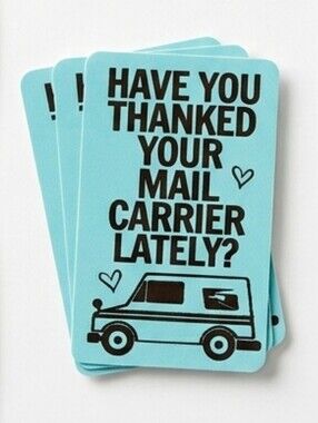 3/$15 Set of 60 Blue Mail Carrier Thank You Stickers Rectangle Labels